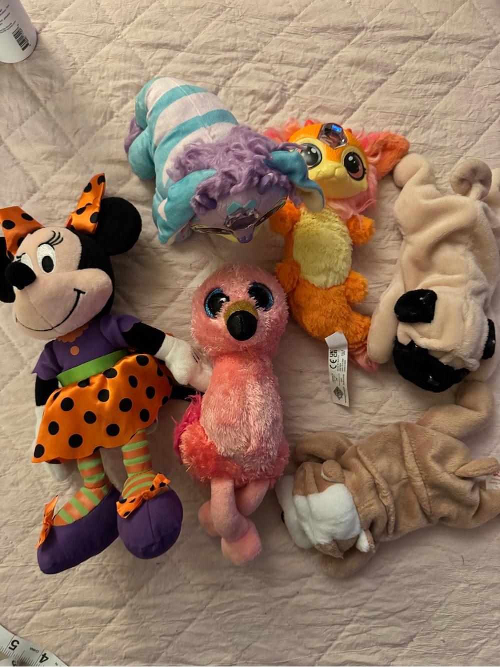 6 piece mini stuffie set. Ty beanies and Disney